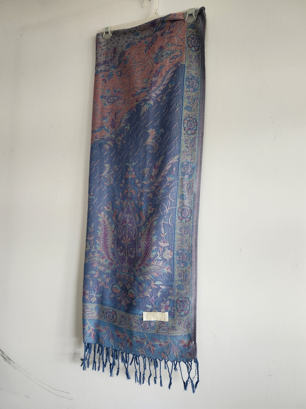 Reversible Pashmina Silk Scarf Shawl Blue Purple Pink | Pashmina | Silk